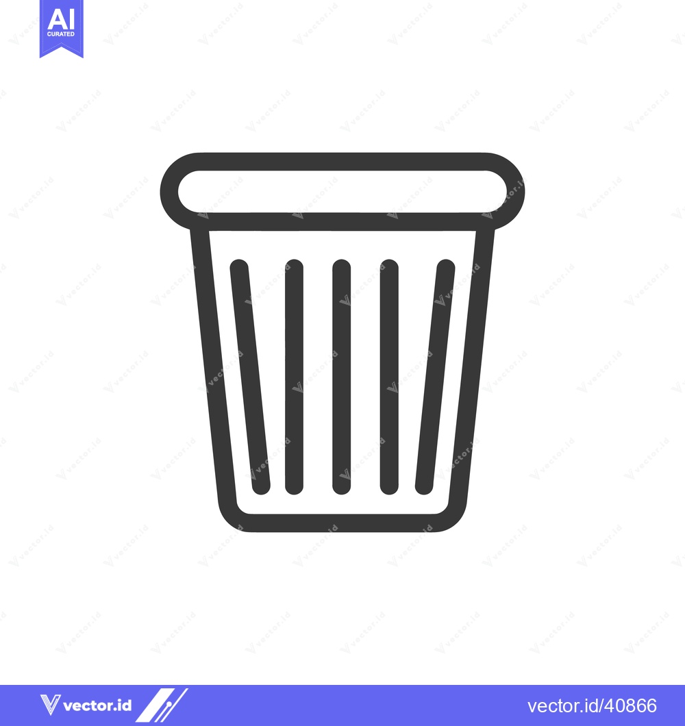 Premium Vector of Minimalist Gray Trash Can Icon on White Background, Clean Design
