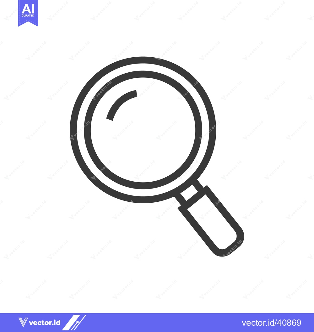 Premium Vector of Minimalist Magnifying Glass Icon, Search and Discovery Symbol, Gray Ou