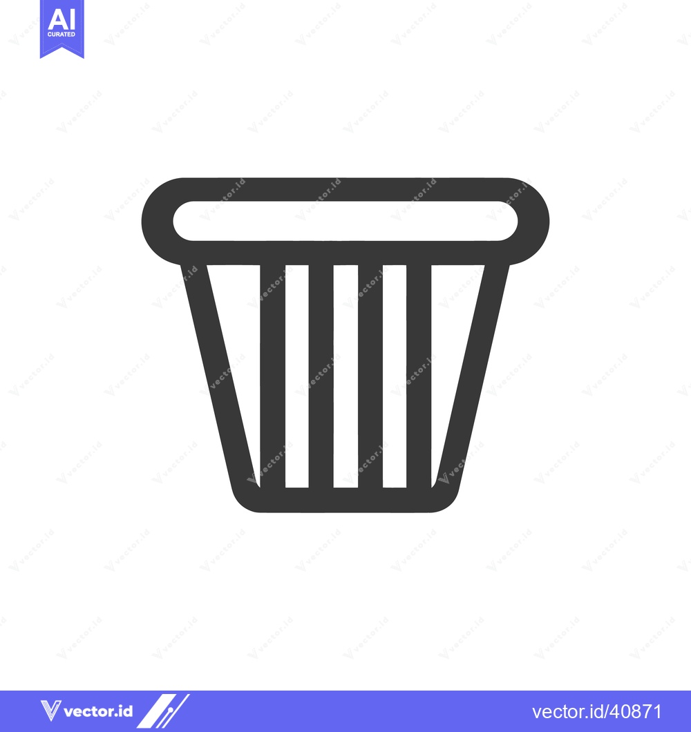 Premium Vector dari Minimalist Dark Gray Trash Can Icon on White Background