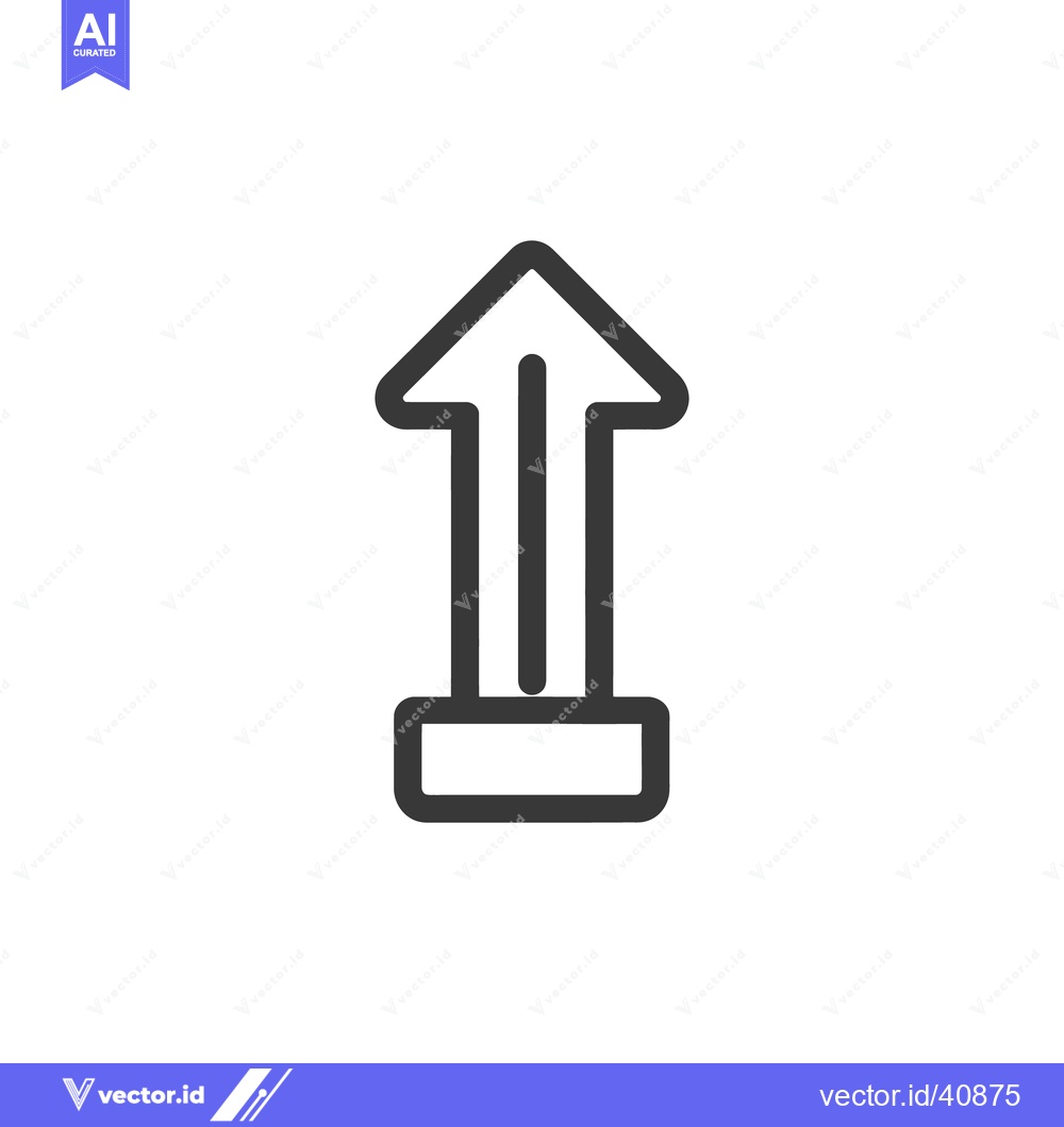 Premium Vector of Minimalist Upward Arrow Icon with Base, Isolated on White Background