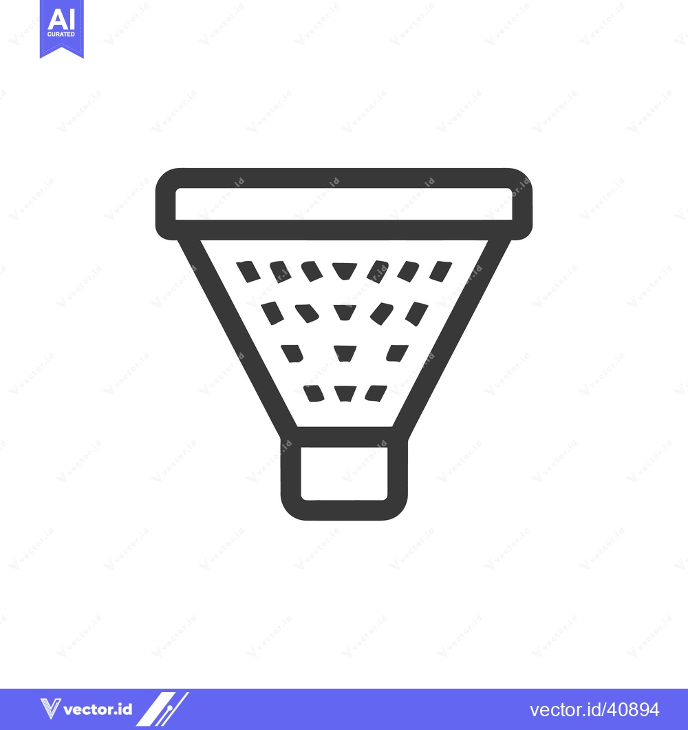 Premium Vector dari Minimalist Funnel Icon with Perforated Filter, Bold Outline on White
