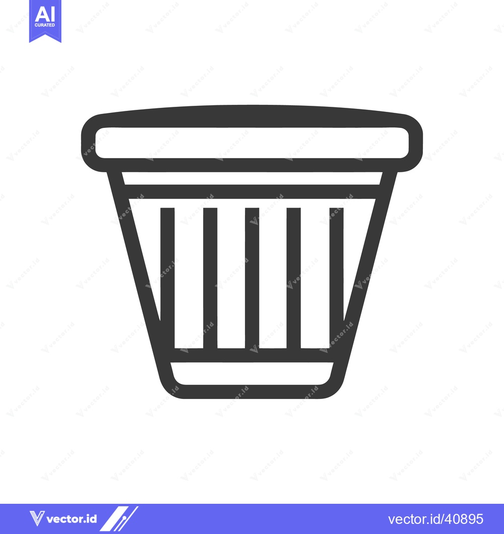 Premium Vector of Minimalist Trash Can Icon: Clean Vector Illustration on White Backgrou