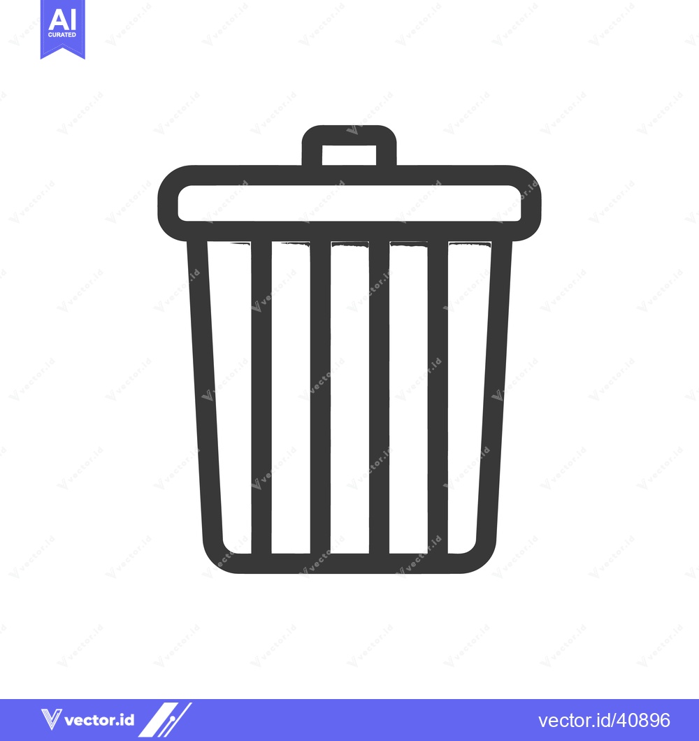 Premium Vector dari Minimalist Trash Can Icon: Bold Outline on White Background