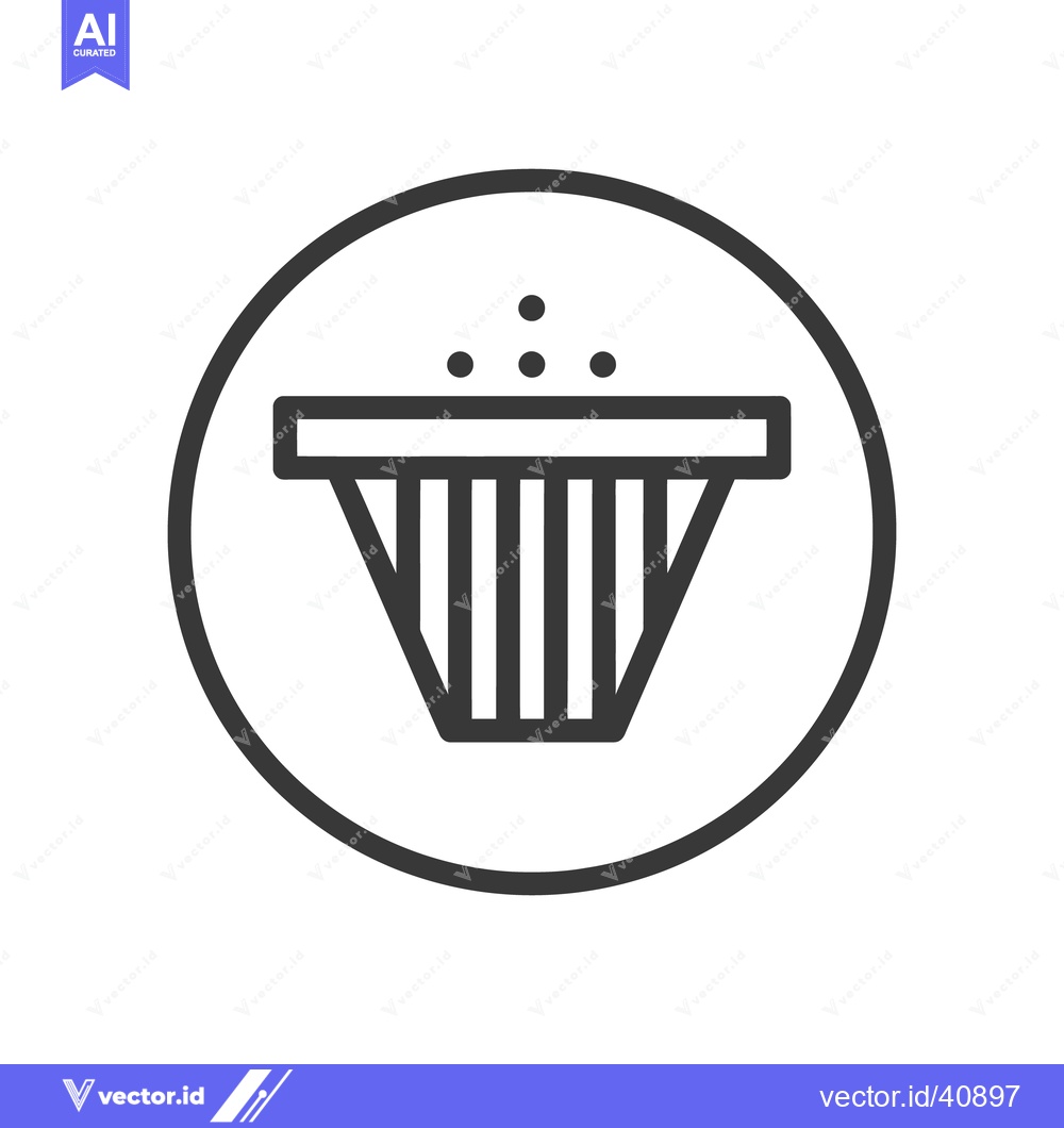 Premium Vector of Minimalist Coffee Filter Icon in Circle, Dark Gray Outline on White