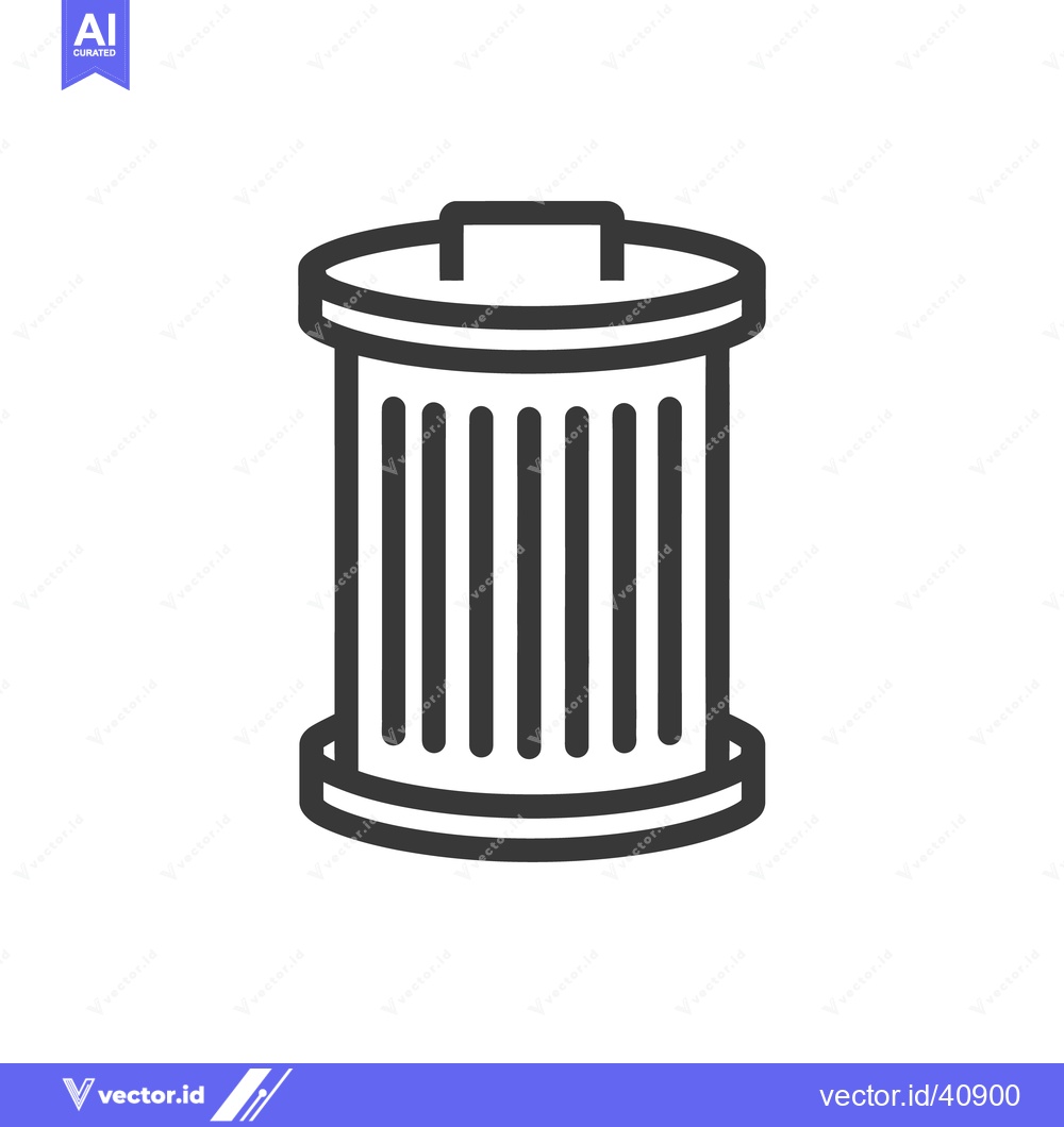 Premium Vector of Minimalist Trash Can Icon: Clean Line Art for Waste Management