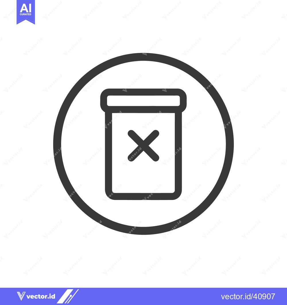 Premium Vector dari Delete Icon: Simple Trash Can Symbol with Cross in Circle, Dark Gray