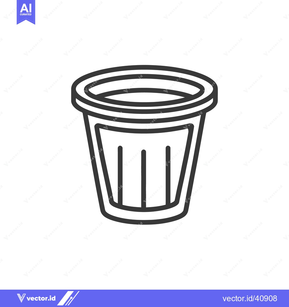 Premium Vector of Minimalist Line Art: Empty Flower Pot Icon on White Background