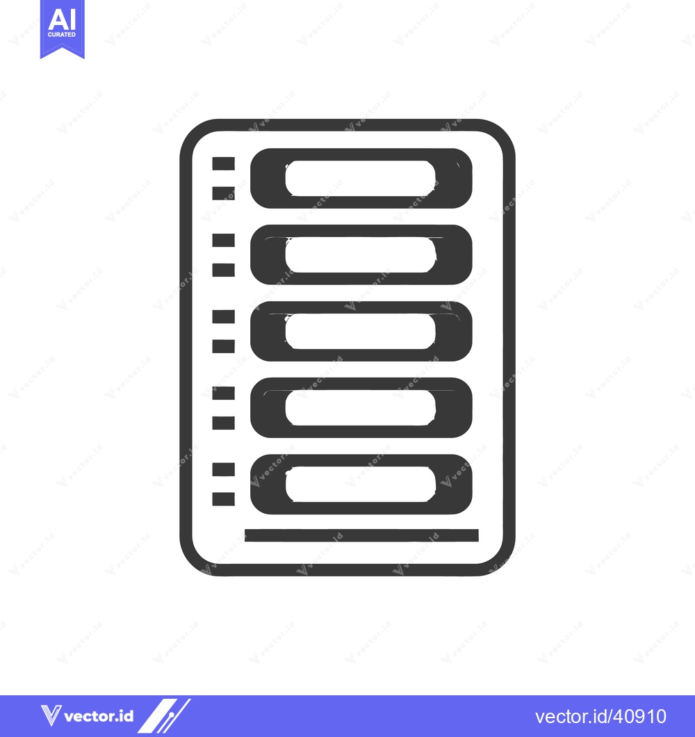 Premium Vector dari Stylized Black and White Icon of a Rounded Rectangular Menu