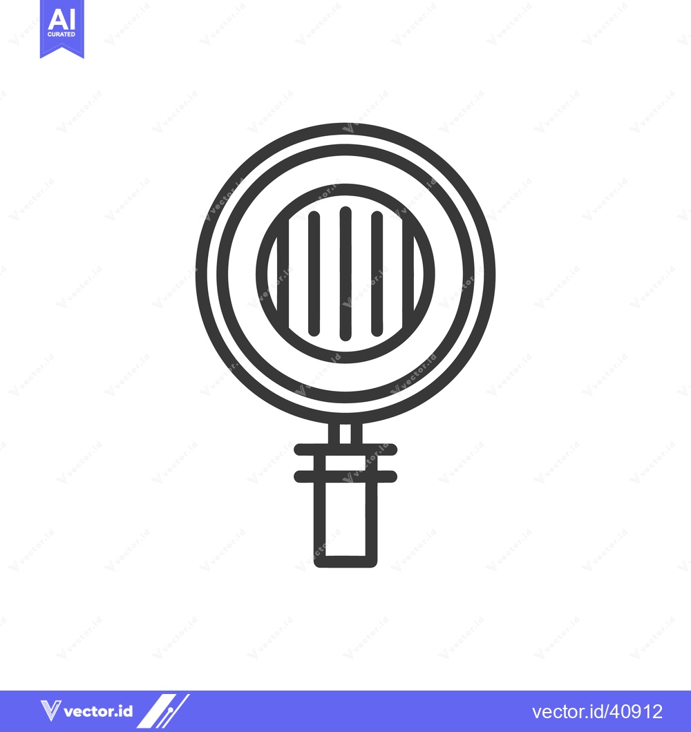 Premium Vector of Minimalist Line Art: Magnifying Glass with Vertical Lines Inside Circl