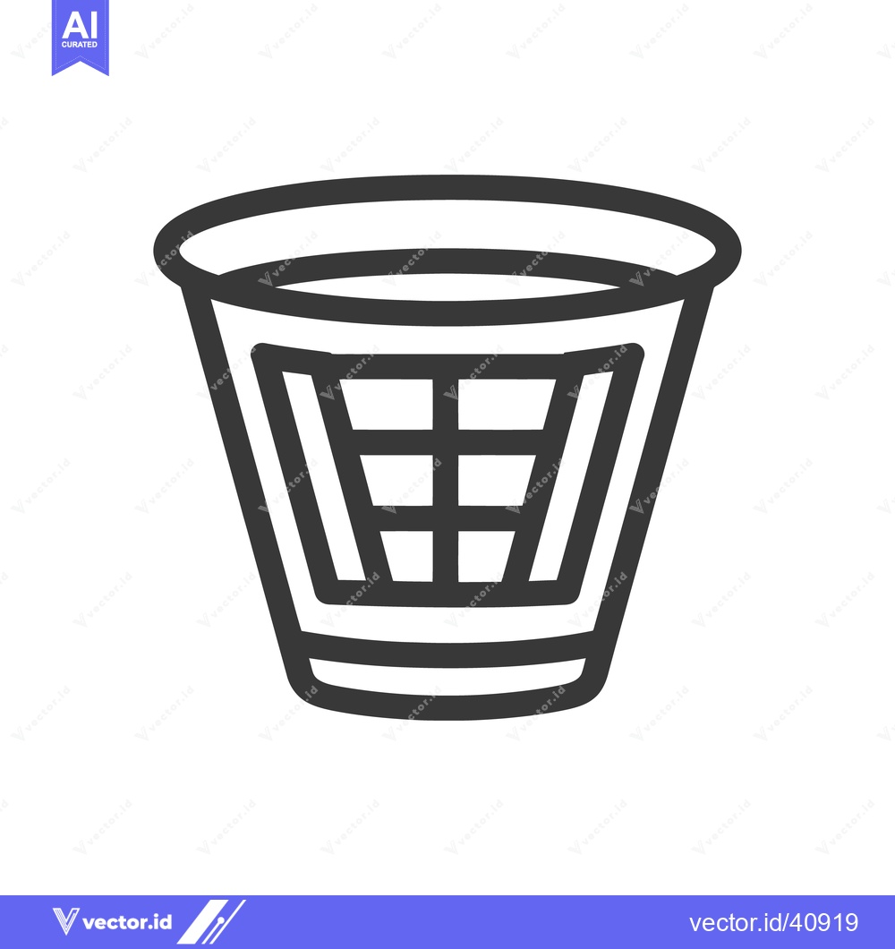 Premium Vector dari Minimalist Trash Can Icon with Grid Design in Bold Outline Style