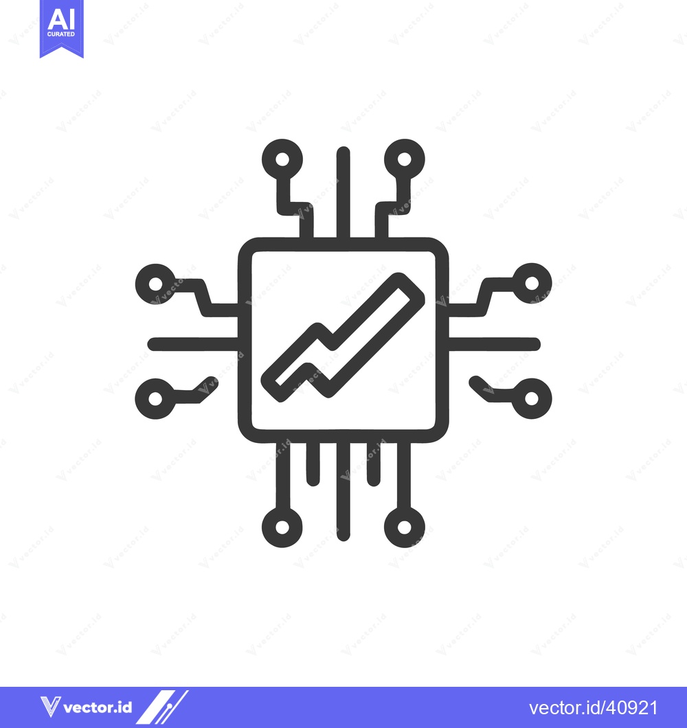 Premium Vector dari Minimalist Icon of a Microchip with a Lightning Bolt, Black on White B