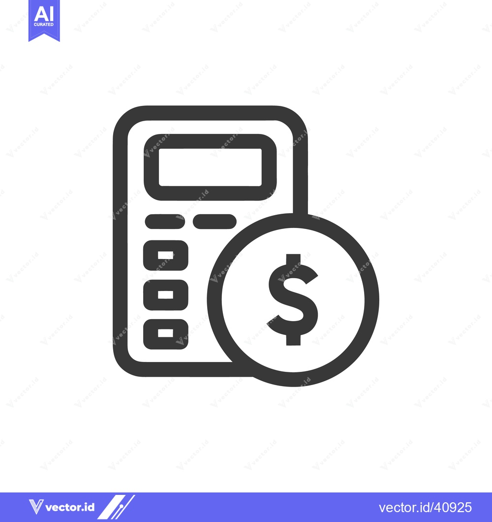 Premium Vector of Calculator and Dollar Coin Icon: Financial Calculation Symbol, Black a
