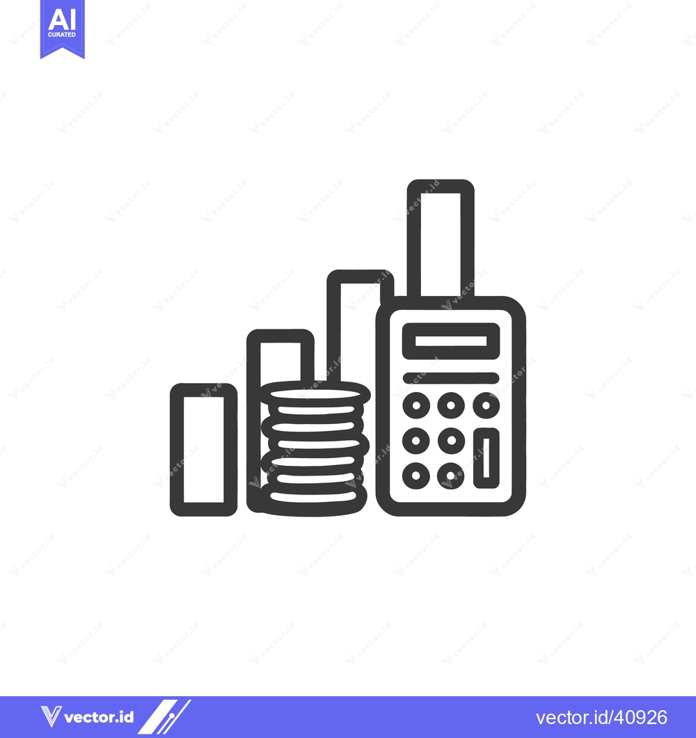Premium Vector dari Financial Growth Icon: Stacked Coins, Bar Graph, and Calculator in Sim