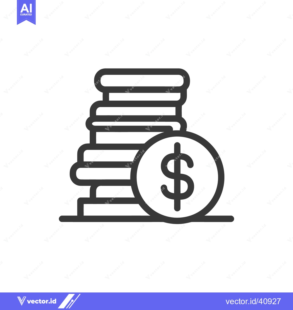 Premium Vector of Stacked Coins with Dollar Sign Icon, Financial Growth Concept, Minimal