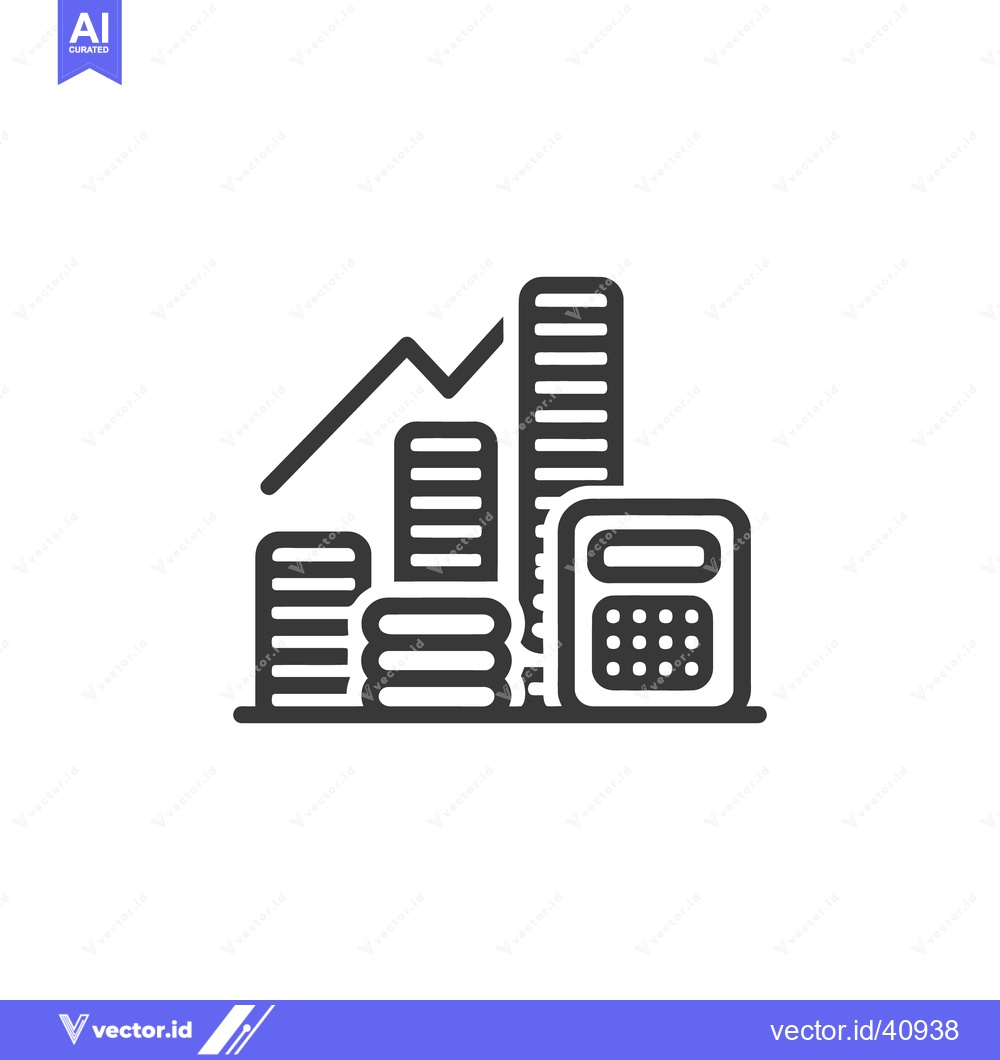 Premium Vector of Financial Growth Icon: Rising Graph, Coins, and Calculator Illustratio