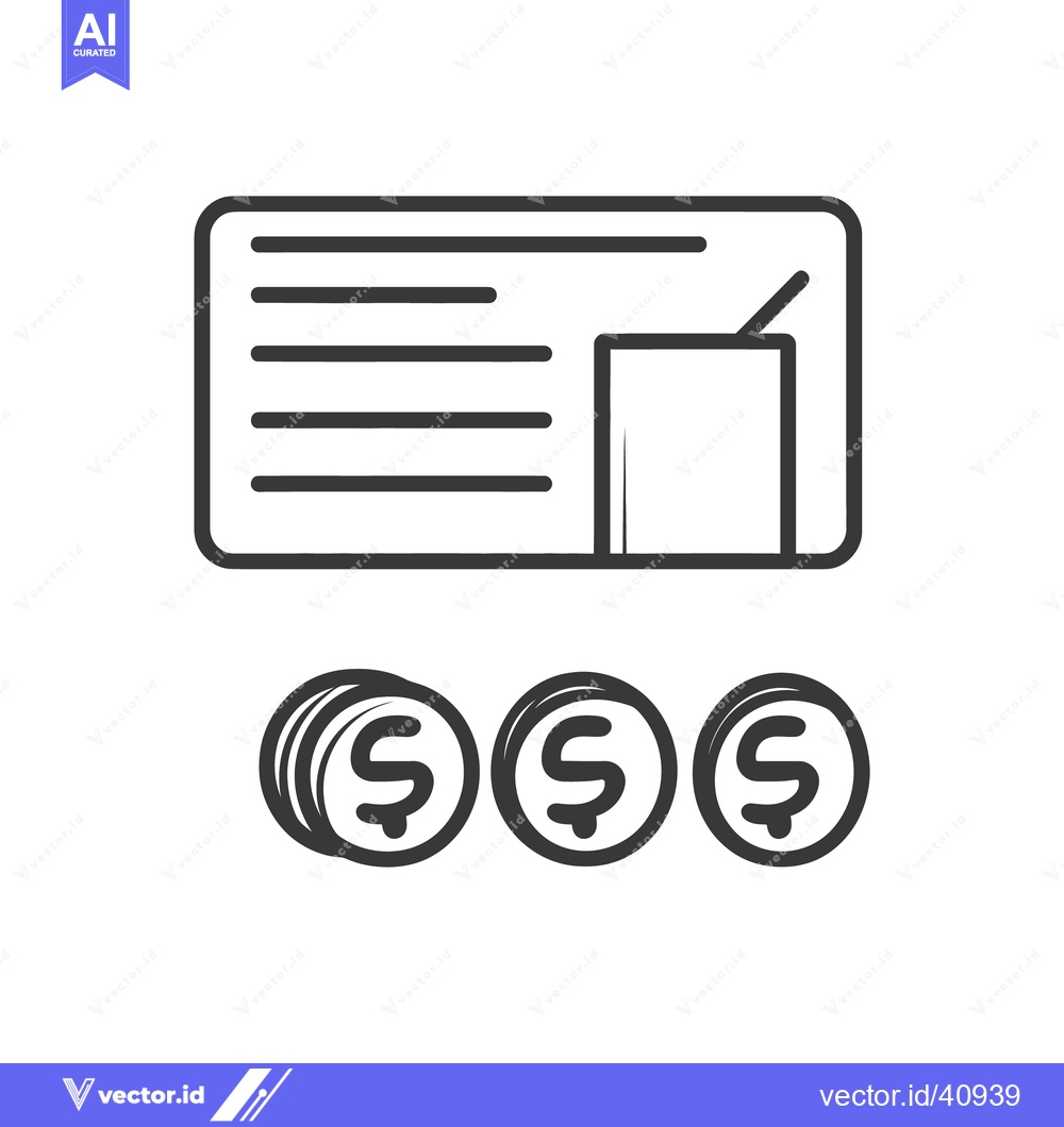 Premium Vector of A stylized image depicting a check and some coins