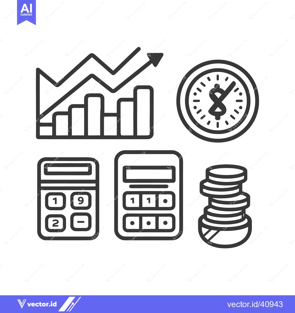 Premium Vector of Financial and Economic Indicators Represented Through Simple Vector Ic