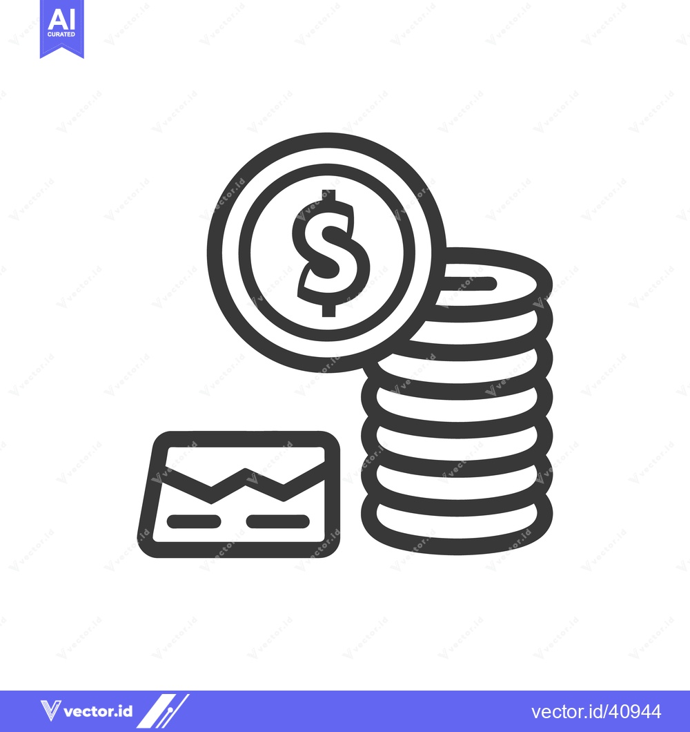 Premium Vector of Stacked coins with financial document showing stock market trend