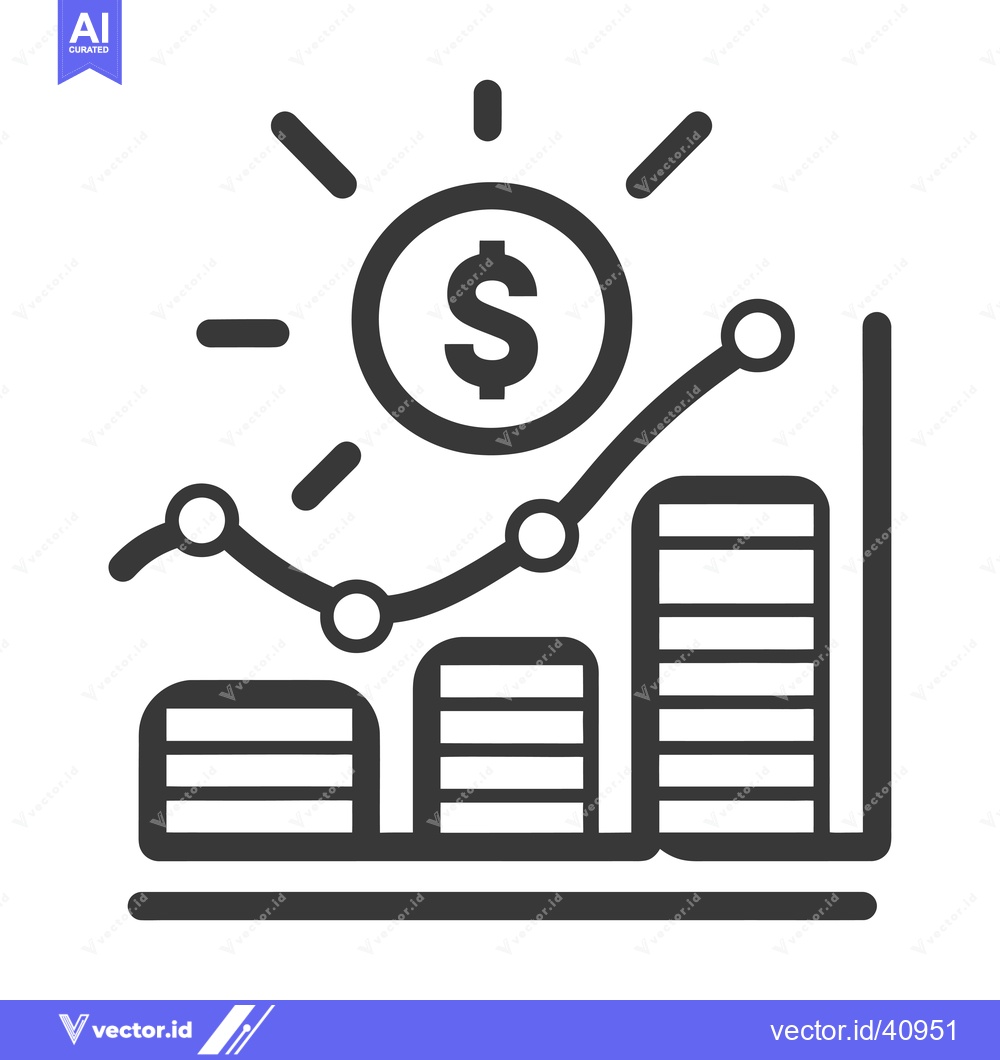 Premium Vector dari Financial Growth Represented by a Line Graph with Dollar Coin Symbol a