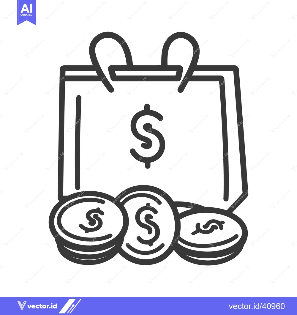Premium Vector of A stylized illustration of a shopping bag and coins