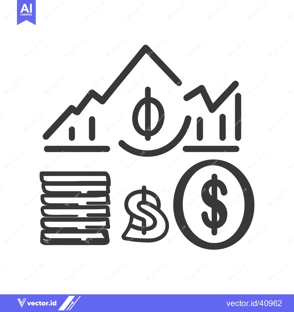 Premium Vector of Financial symbols depicting money and charts indicating progress and g