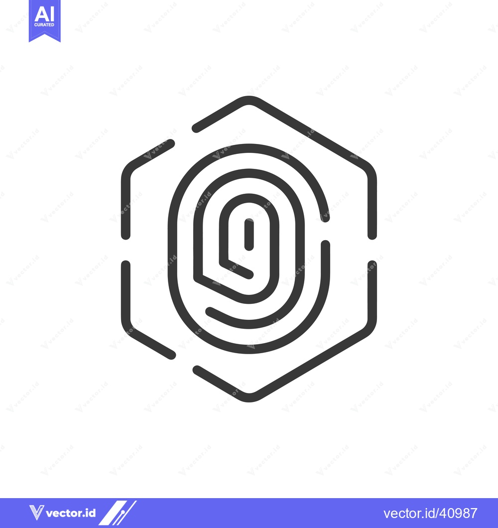 Premium Vector of Fingerprint Icon Inside a Hexagon