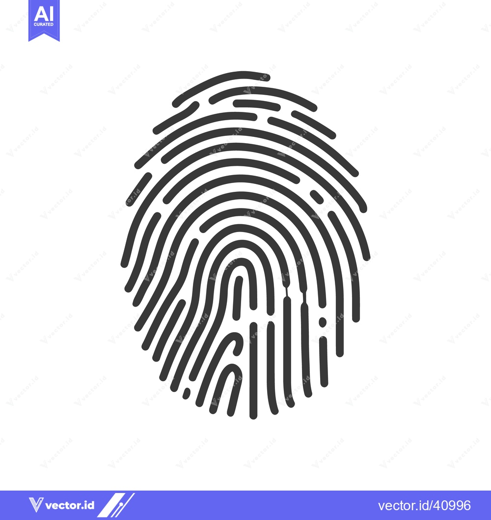 Premium Vector of Minimalist Fingerprint Icon: Unique Identity, Security Concept, Black