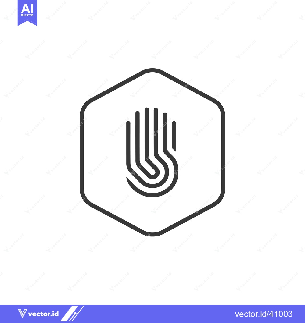 Premium Vector of Fingerprint Inside Hexagon Outline