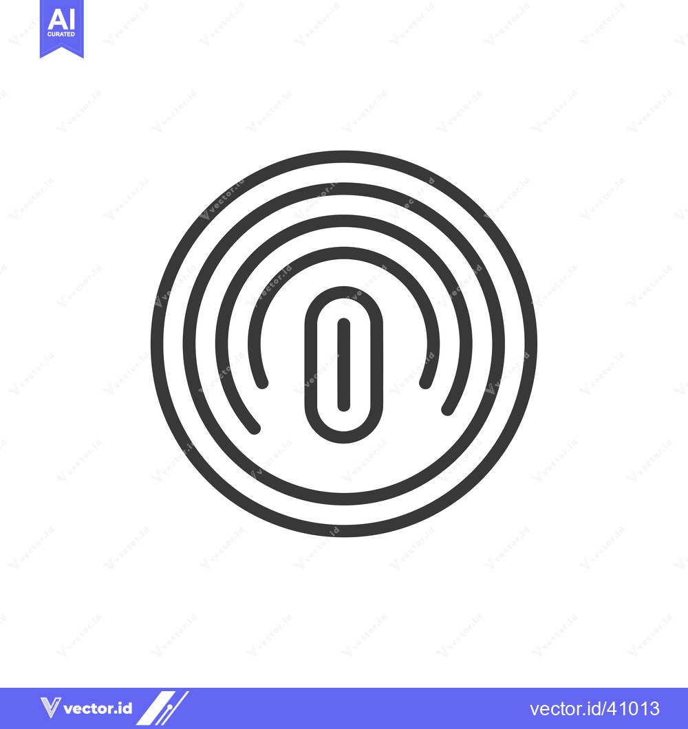 Premium Vector of Fingerprint Scan Icon with Circular Waves