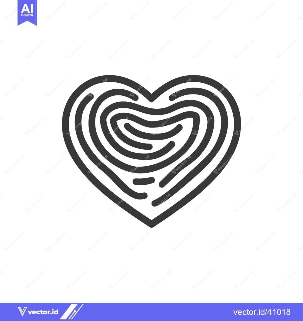 Premium Vector of Fingerprint-shaped heart design with a swirling pattern