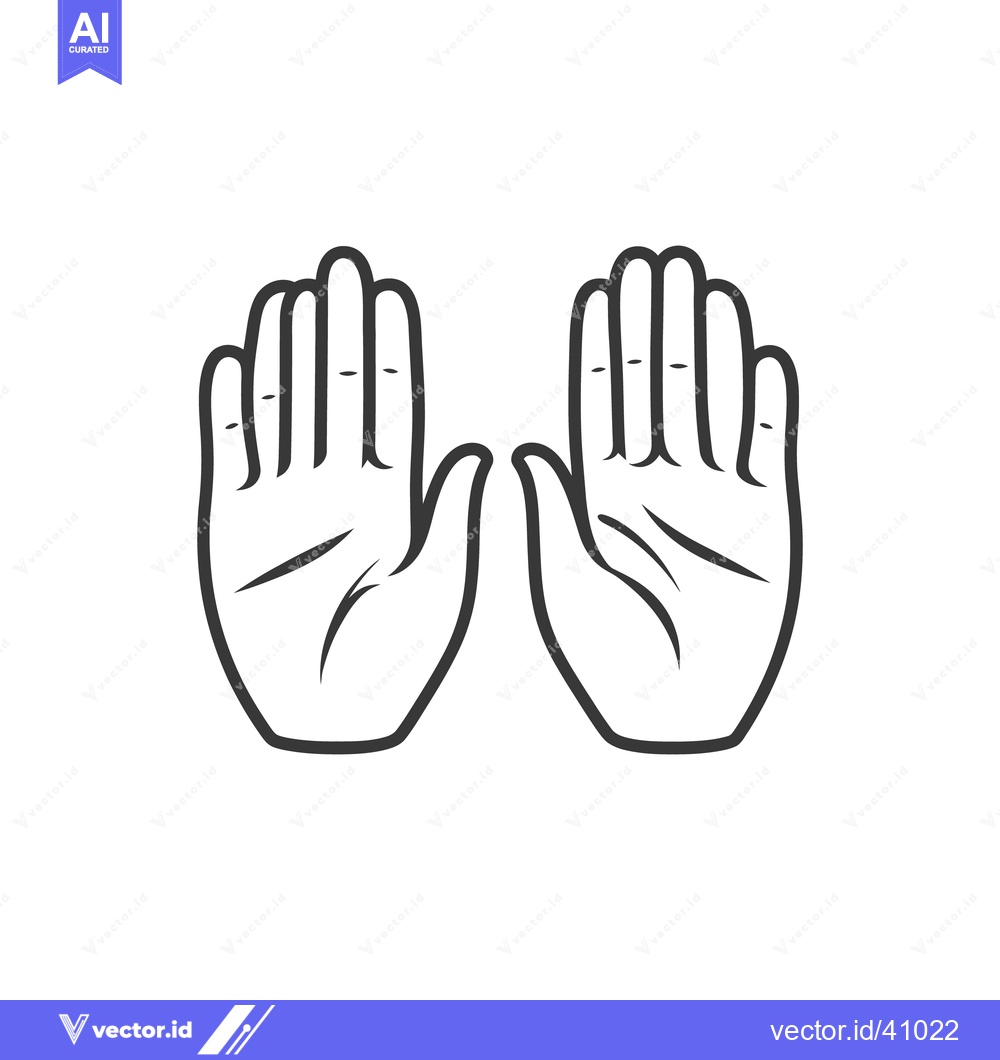 Premium Vector dari Outline drawing depicts two open human hands with palms facing forward