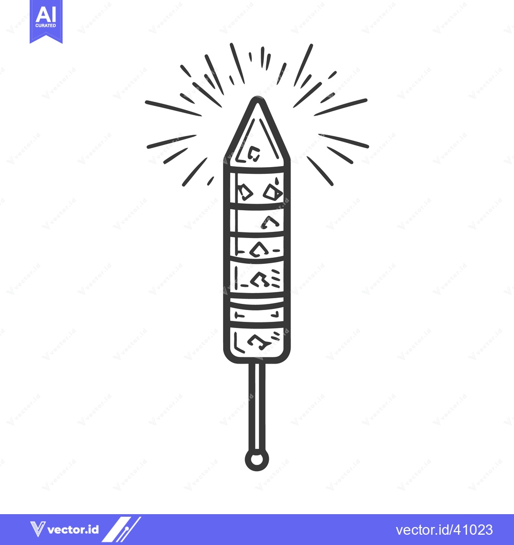 Premium Vector dari A simple line drawing depicts a firework exploding in the sky