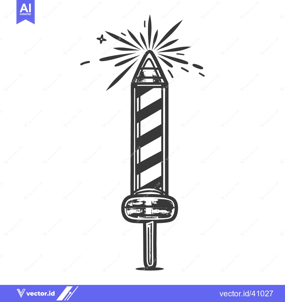Premium Vector of An illustration of a classic barber pole with radiant stars