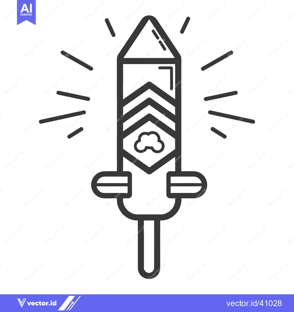 Premium Vector dari A single firework rocket is illustrated with lines and shapes