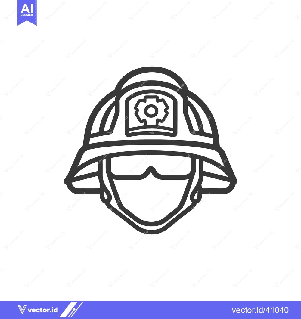 Premium Vector dari A simple black and white illustration of a firefighter helmet