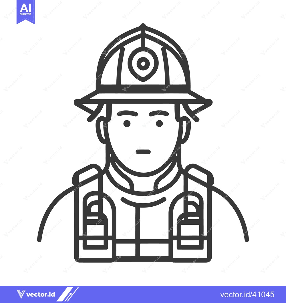 Premium Vector of A simplified illustrated depiction of a firefighter in uniform