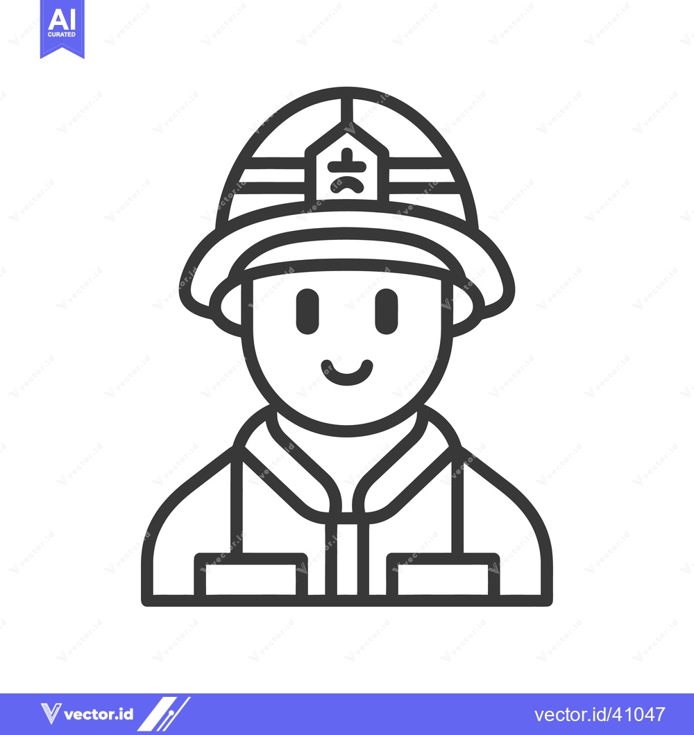 Premium Vector of A Friendly Firefighter Is Wearing Protective Gear And Smiling