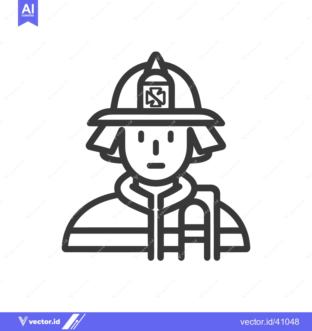 Premium Vector of A Black And White Minimalist Illustration Of A Firefighter