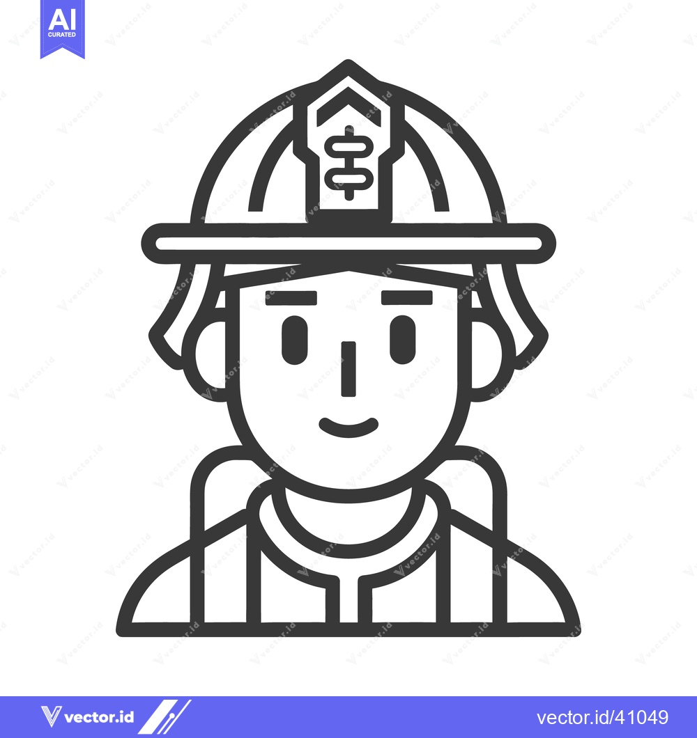 Premium Vector of A vector illustration of a firefighter wearing a protective helmet