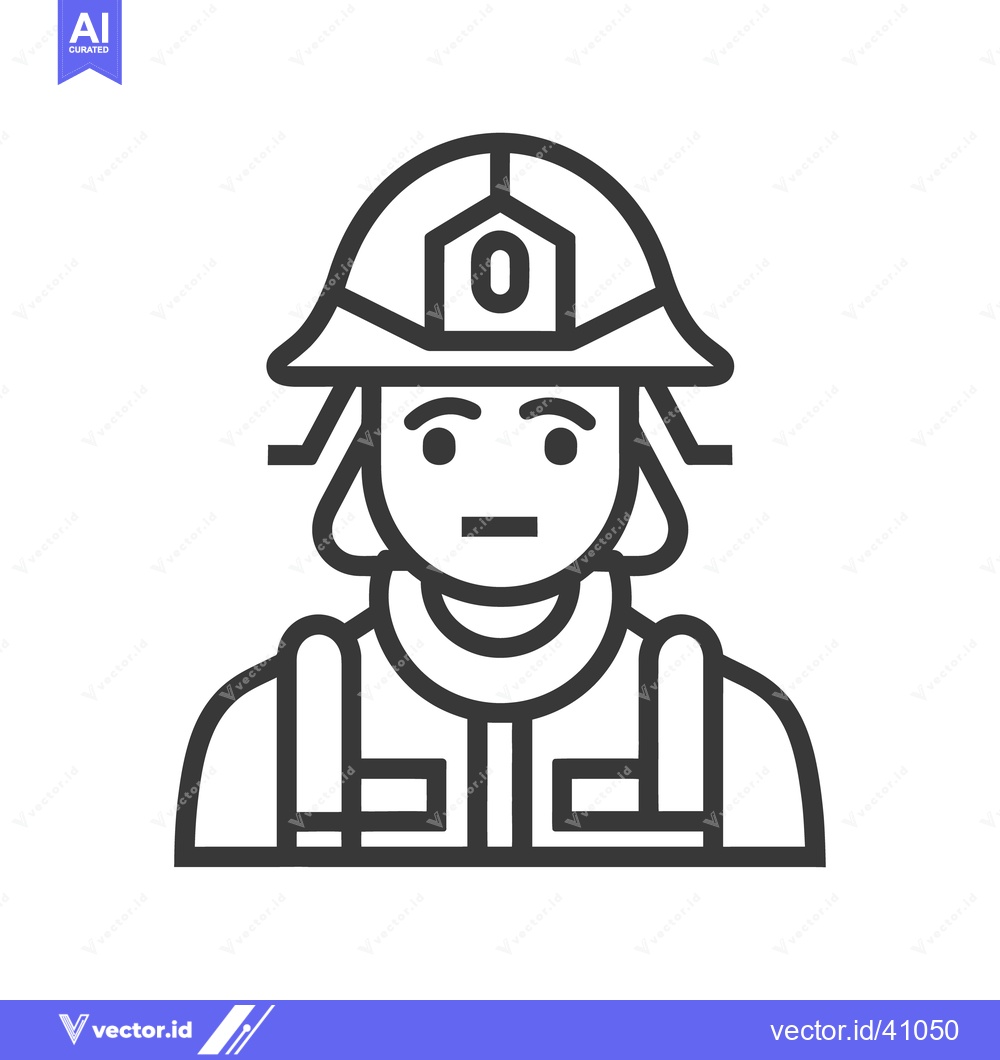 Premium Vector dari A minimalist black and white illustration of a firefighters portrait