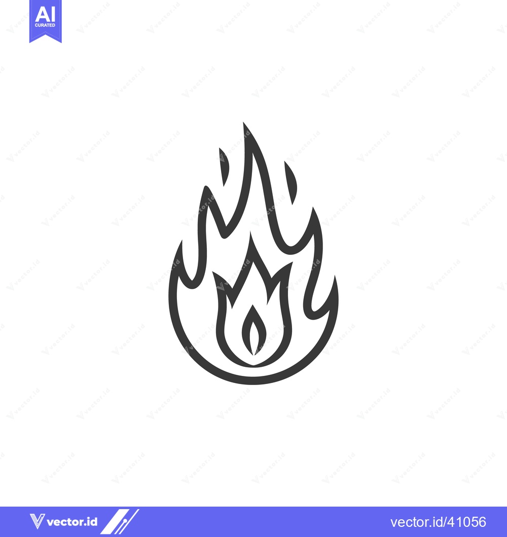 Premium Vector dari Simple Outline Drawing Depicting Flame Isolated On White Background