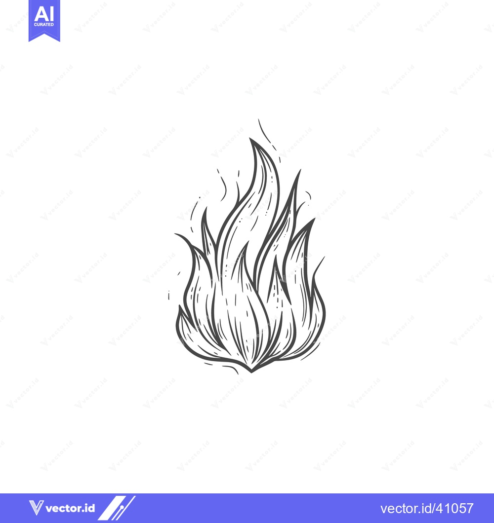 Premium Vector of Detailed artistic drawing of a flame against a white background
