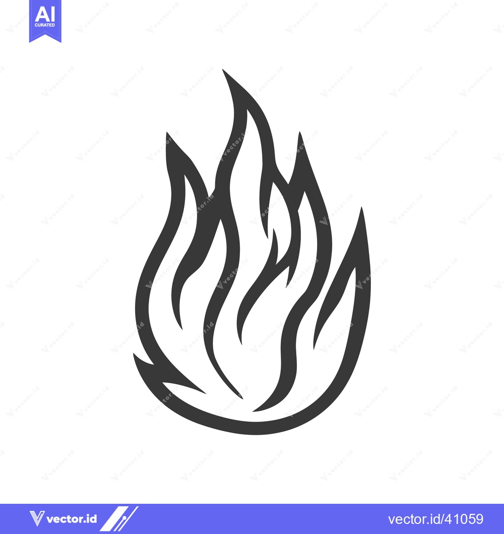Premium Vector dari Simple black and white graphic depiction of a fire flame