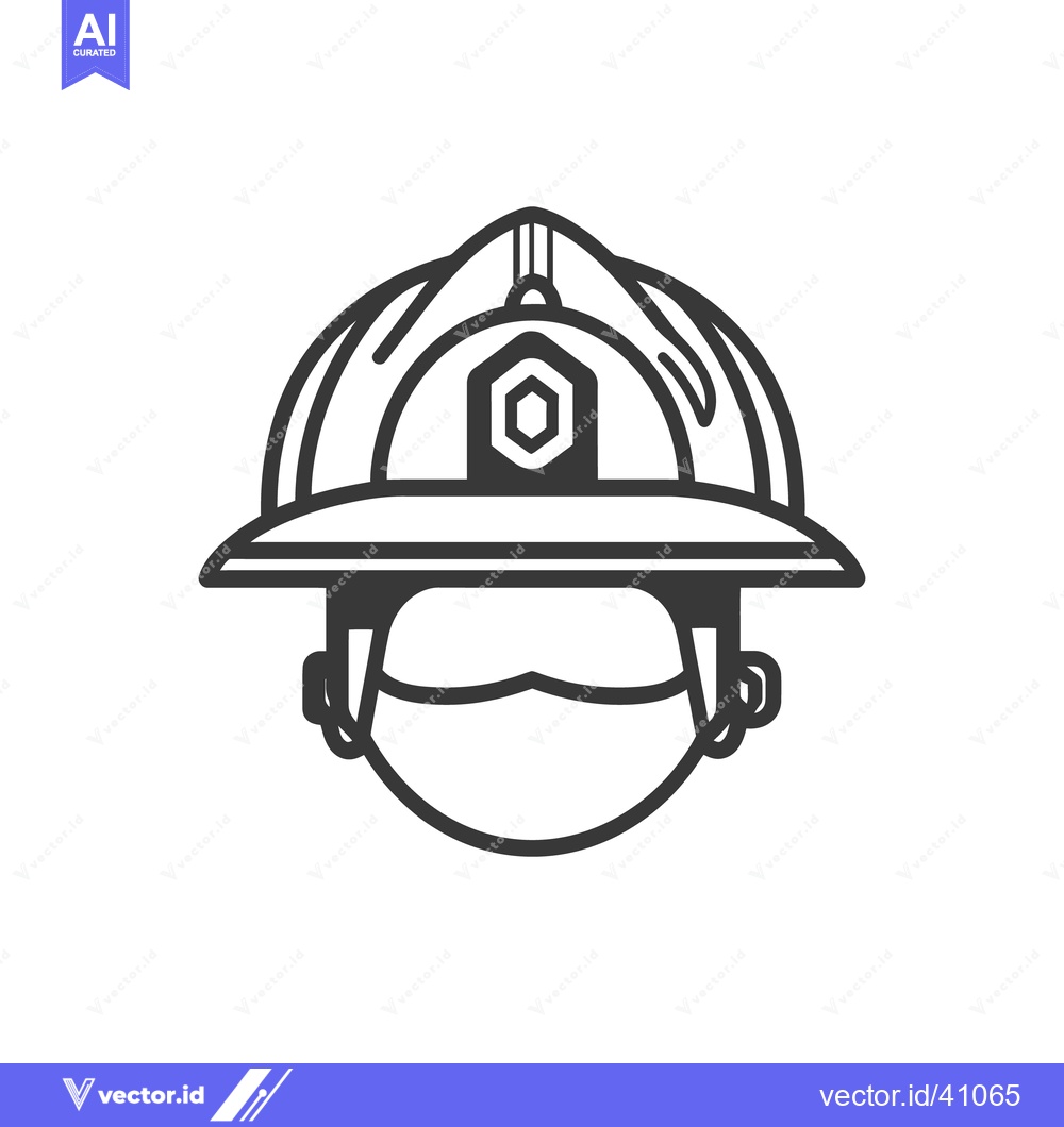Premium Vector of Illustration featuring the outline of a firefighter wearing protective