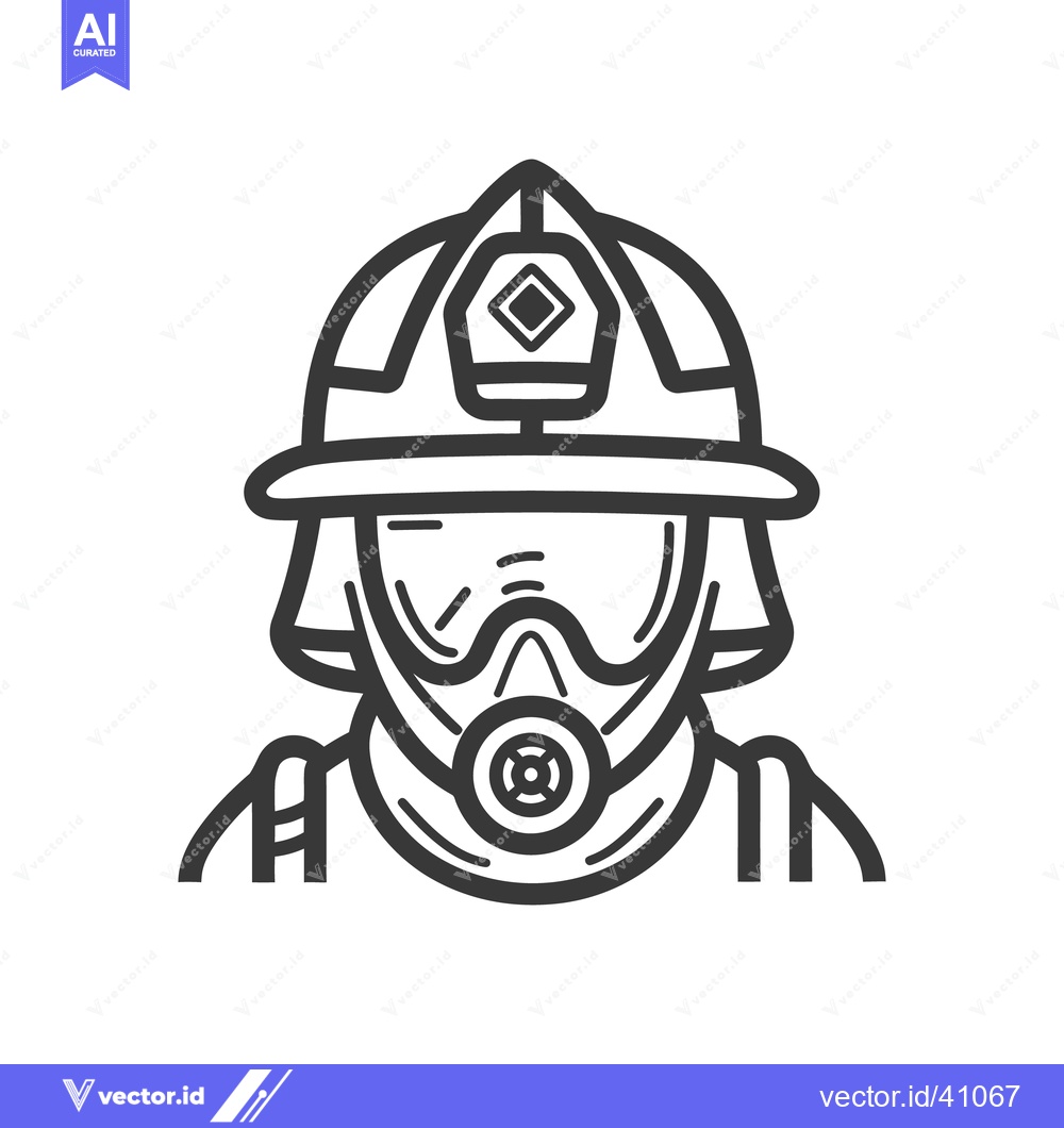Premium Vector of A line drawing depicting a firefighter wearing protective equipment