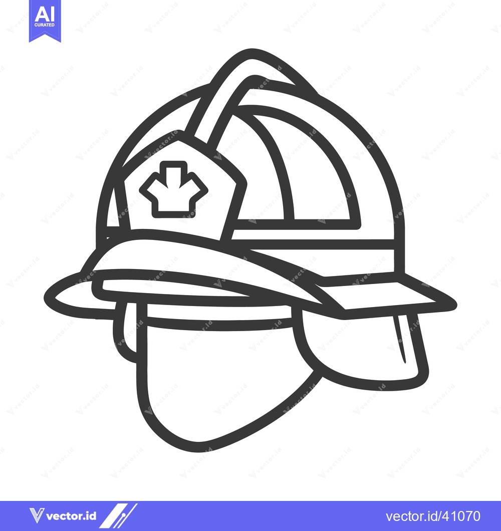 Premium Vector dari A monochrome illustration depicting a firefighting helmet and badge