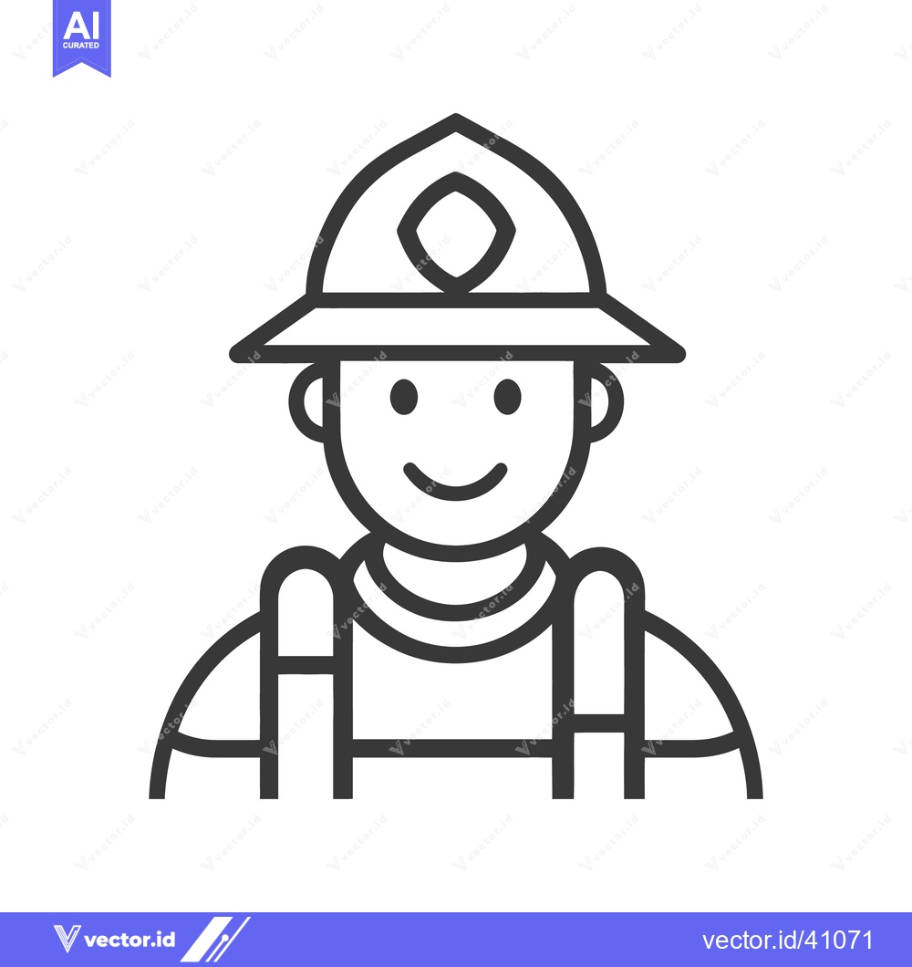 Premium Vector of A simple illustration depicting a smiling firefighter in uniform attir