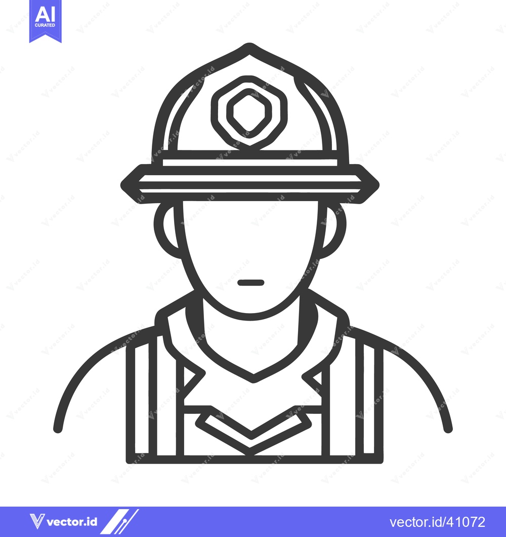 Premium Vector dari A line drawing depicting a person wearing a fire helmet