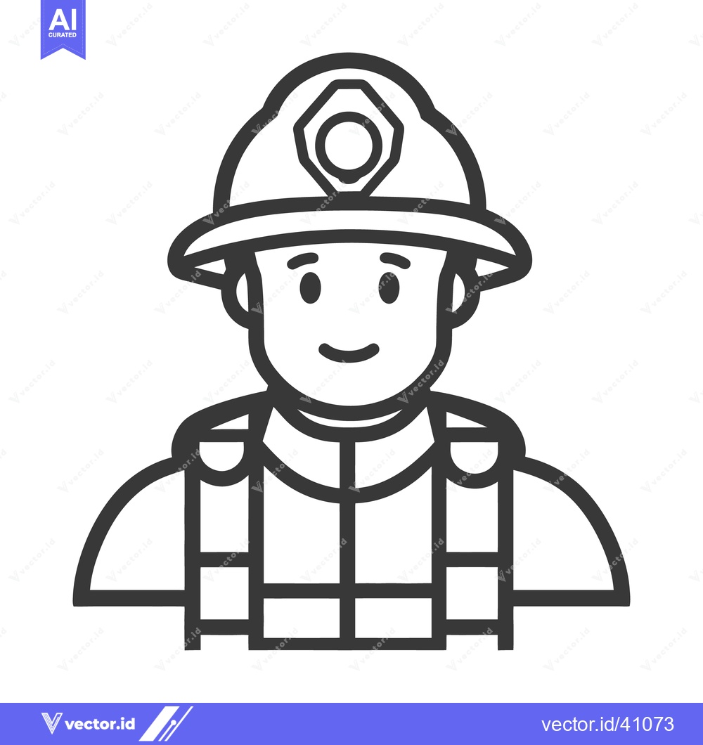Premium Vector dari A smiling simplified cartoon image of a firefighter wearing a helmet