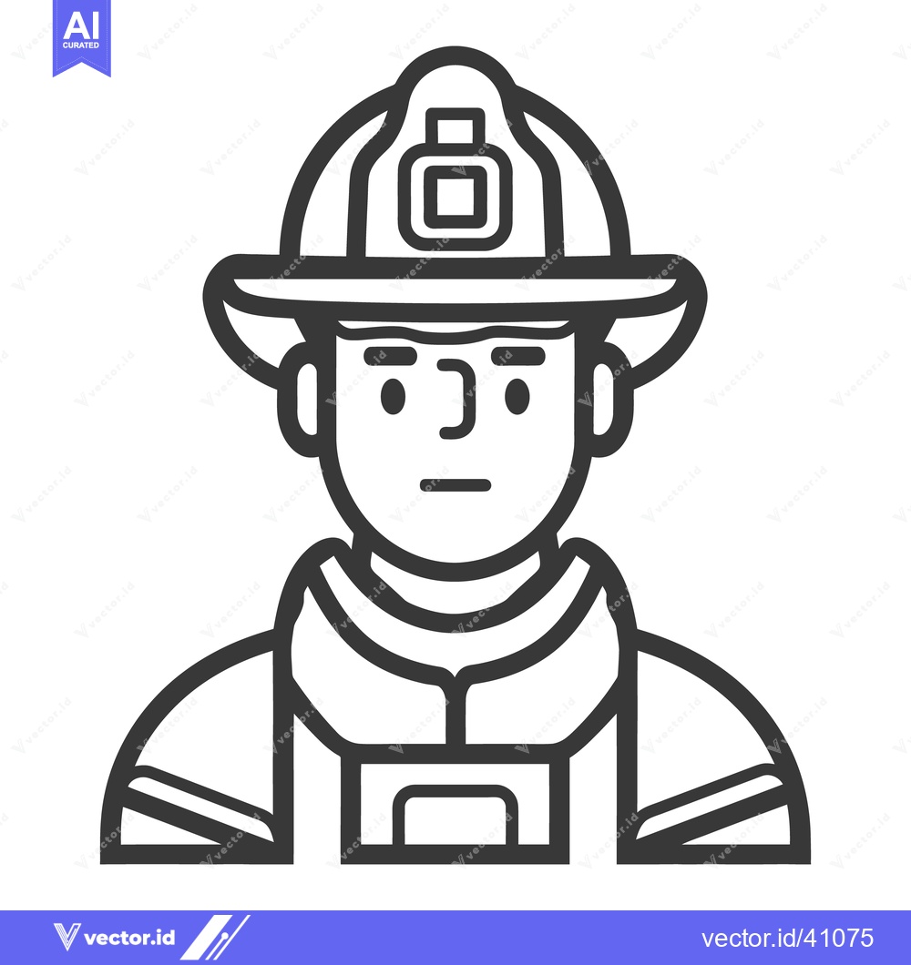 Premium Vector of A simple cartoon depiction of a firefighter wearing protective equipme